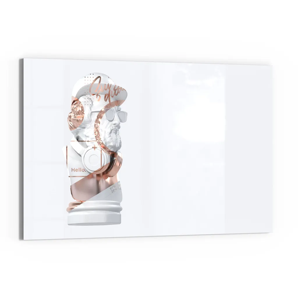 DEQORI Magnettafel Glas 90x60 cm 'Antike Büste aufgepeppt' beschreibbar Whiteboard